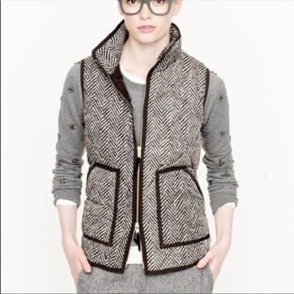 J. Crew‎ Herringbone Excursion Quilted Puffer Vest